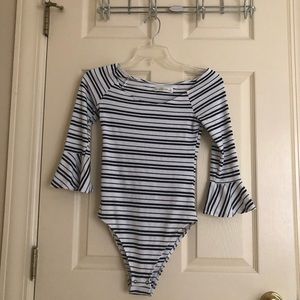 Abercrombie & Fitch black & white striped bodysuit